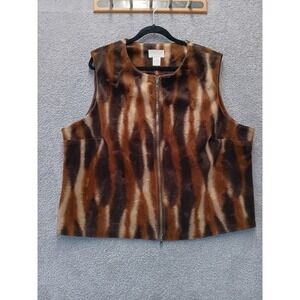 Jordan Woman Faux Fur Zip Vest Brown Tan Women's 2X